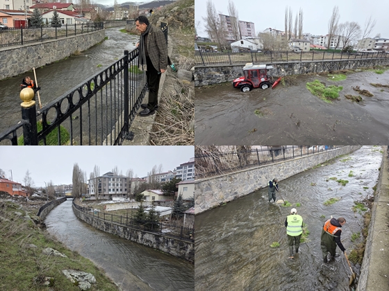 Ardahan Belediye Ekiplerinden Alabalık Deresi Temizliği