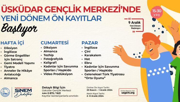 Üsküdar Gençlik Merkezi Yeni Dönem Kayıtları Başladı
